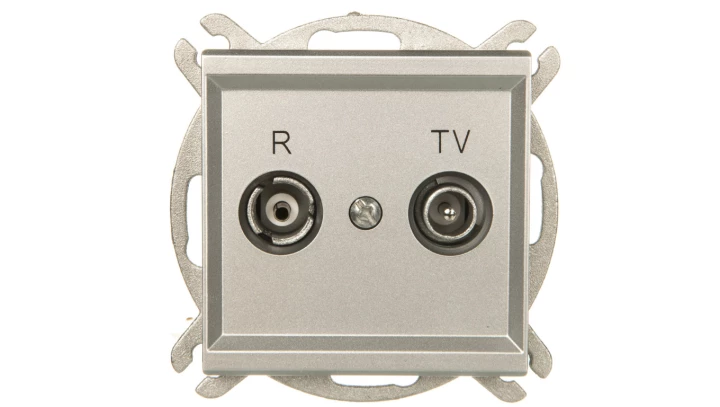 SONATA Gniazdo antenowe RTV przelotowe 10dB srebro mat GPA-10RP/m/38