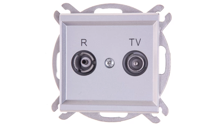 SONATA Gniazdo antenowe RTV przelotowe 14dB srebro mat GPA-14RP/m/38