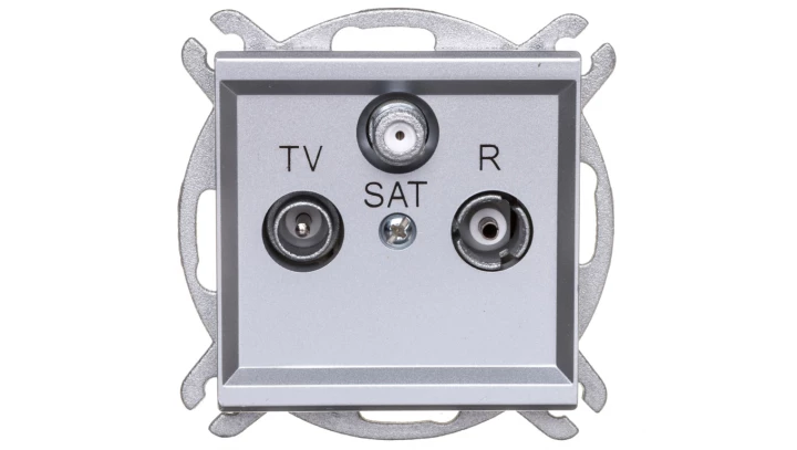 SONATA Gniazdo antenowe RTV-SAT przelotowe srebro mat GPA-RSP/m/38