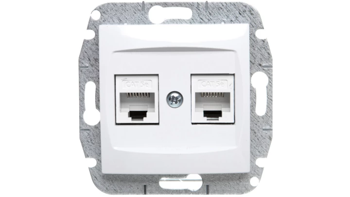 CARLA Gniazdo komputerowe podwójne 2xRJ45 cat 5e białe 1749-10