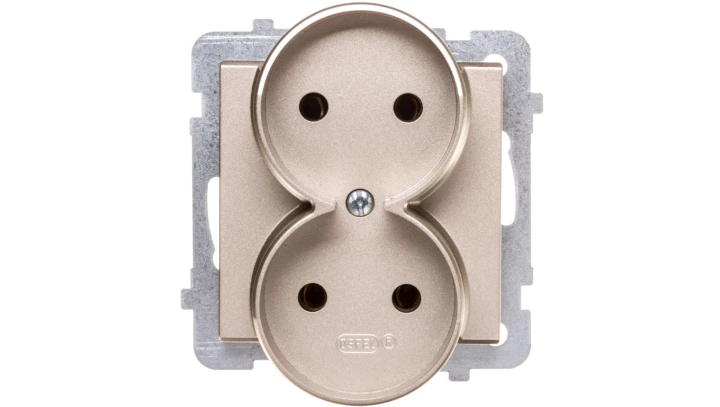 SONATA Gniazdo podwójne b/u szampański złoty GP-2RR/m/39