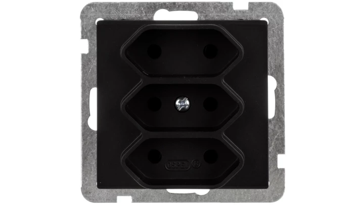 SONATA Gniazdo potrójne b/u 2,5A EURO czarny metalik GP-3R/m/33