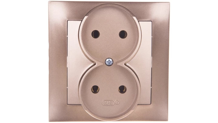 IMPRESJA Gniazdo podwójne b/u złoty metalik GP-2Y/28