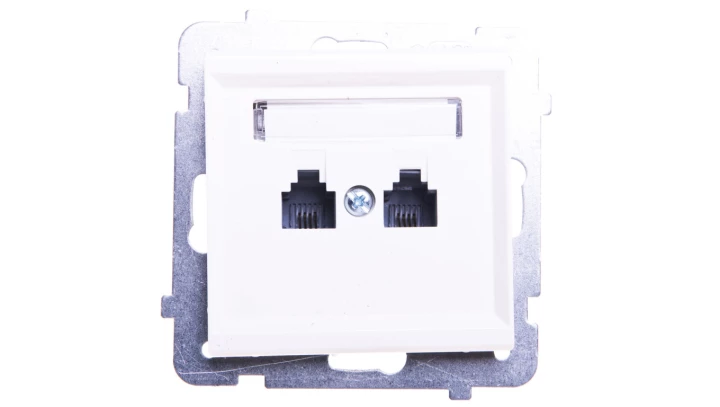 SONATA Gniazdo telefoniczne podwójne RJ11 równoległe ecru GPT-2RR/m/27