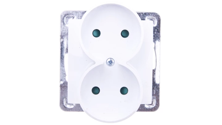 IMPRESJA Gniazdo podwójne b/u z przesłonami białe GP-2YRP/m/00