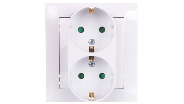 IMPRESJA Gniazdo podwójne z/u Schuko z przesłonami białe GP-2YSP/00