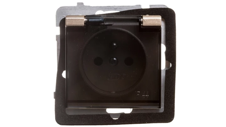 SONATA Gniazdo bryzgoszczelne z/u IP44 klapka przezroczysta szampański złoty GPH-1RZ/m/39/d