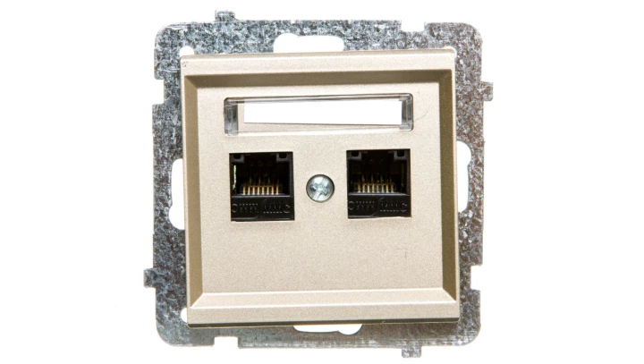 SONATA Gniazdo komputerowe podwójne 2xRJ45 kat.5e szampański złoty KRONE GPK-2R/K/m/39
