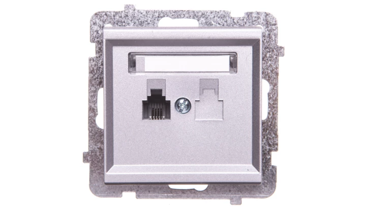 SONATA Gniazdo telefoniczne pojedyncze RJ11 srebro mat GPT-1R/m/38
