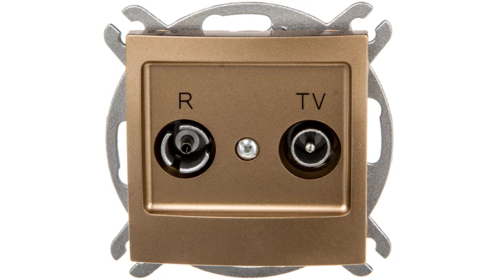 IMPRESJA Gniazdo antenowe RTV końcowe 2,5-3dB złoty metalik GPA-YK/m/28