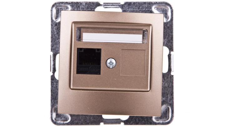 IMPRESJA Gniazdo komputerowe pojedyncze RJ45 kat.5e MMC złoty metalik GPK-1Y/K/m/28