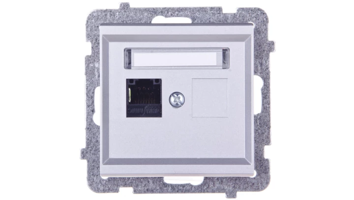 SONATA Gniazdo komputerowe pojedyncze RJ45 kat.5e srebro mat KRONE GPK-1R/K/m/38