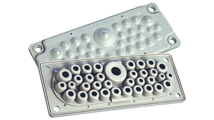 MC35/37 IP67 RAL 7035 kolor szary Przepust wielootworowy z kompletem pinów MBA1F37L11