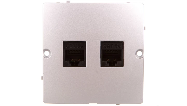 Simon Basic Gniazdo komputerowe podwójne RJ45 kat. 5e srebrny mat BMF52.02/43