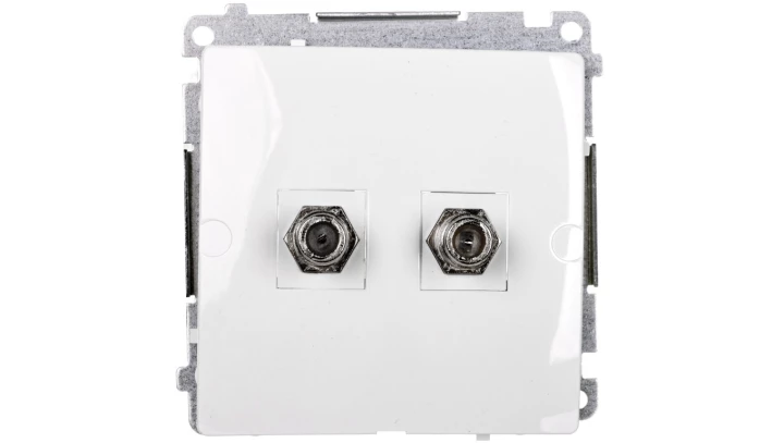 Simon Basic Gniazdo antenowe podwójne typu F białe BMAF2.01/11