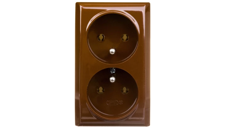 BIS Gniazdo podwójne z/u brązowe GN-2BZ/24