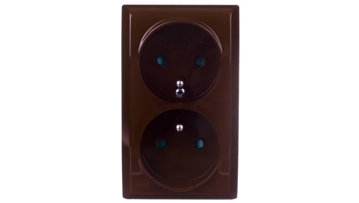 BIS Gniazdo podwójne z/u z przesłonami brązowe GN-2BZP/24