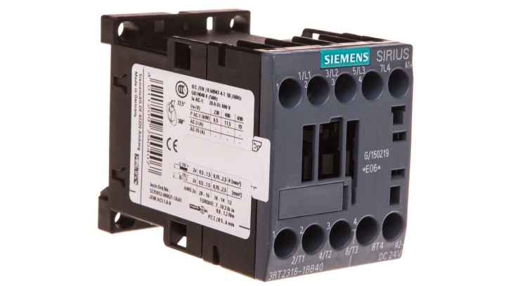 3RT2316-1BB40 Stycznik 4-biegunowy NO x4, 24VDC, 9A na panel, na szynę DIN