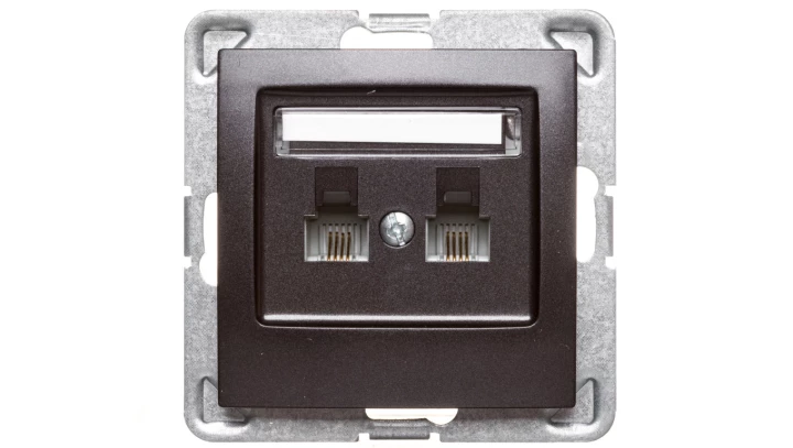 IMPRESJA Gniazdo telefoniczne podwójne RJ11 niezależne antracyt GPT-2YN/m/50