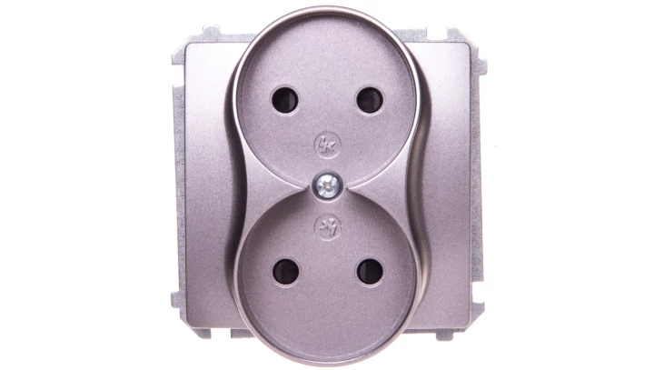 Simon Basic Gniazdo podwójne b/u 16A 250V stal inox BMG2Mz.01/21
