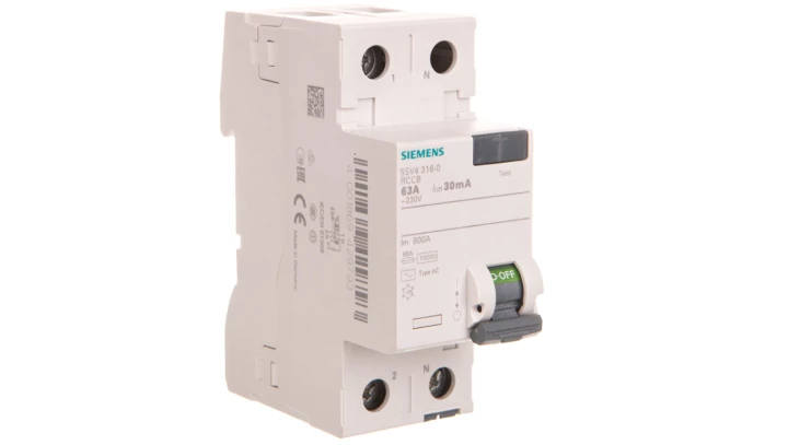 Wyłącznik różnicowoprądowy 2P 63A 0,03A Typ AC 30mA 230V 5SV4316-0