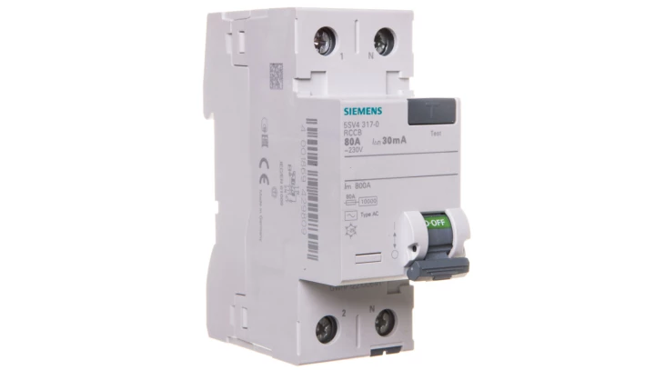 Wyłącznik różnicowoprądowy 2P 80A 0,03A typ AC 30mA 230V SENTRON 5SV4317-0