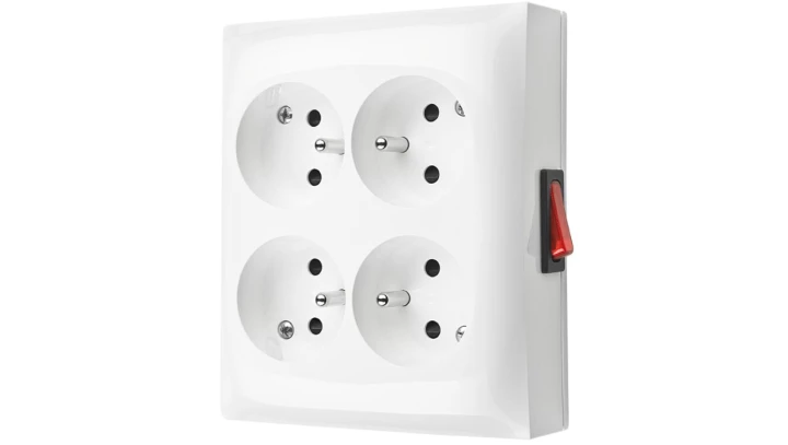 Aquaclick gniazdo NT 4-krotnie z wyłącznikiem biały