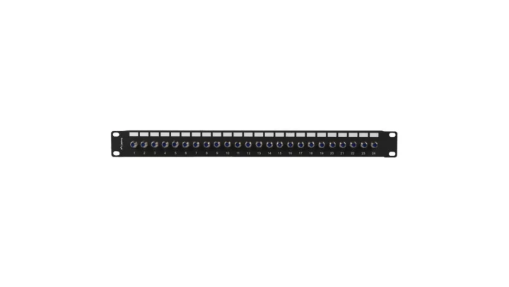 Patch panel 24 porty1U 19 ginazdo typ FBECZKA czarny PPRF-R624-B