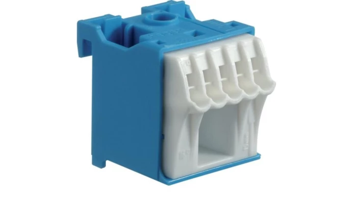 Blok samozaciskow 63A QC niebieski 6 przyłączy 33x30x34mm KN06N
