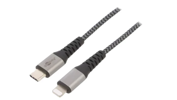 Kabel Lightning na USB-A tekstylny z metalowymi wtyczkami (srebrny) 2 m 49272