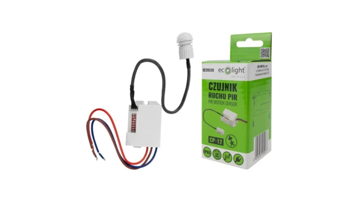 Czujnik ruchu PIR CP-12 z zewnętrzną sondą BIAŁY