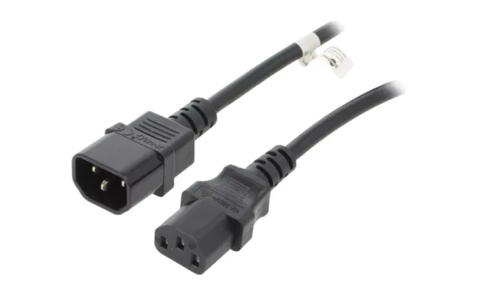 Kabel przedłużający IEC C14 - IEC C13 1,5m czarny 68602