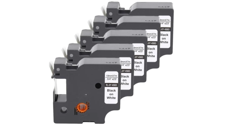 Taśma 5x D1 45803 do drukarki DYMO 19mm 7m biała taśma czarny nadruk