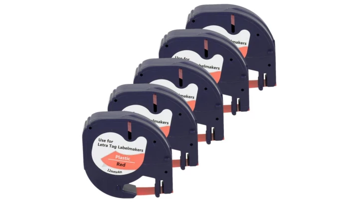 Taśma 5x LT 59424 do drukarki DYMO 12mm 4m czerwona taśma czarny nadruk