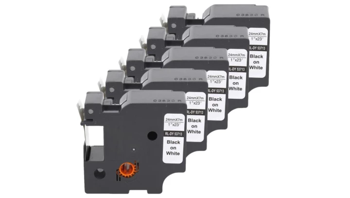Taśma 5x D1 53713 do drukarki DYMO 24mm 7m biała taśma czarny nadruk