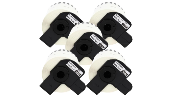 Taśma 5x DK22205 do drukarki Brother QL 62mm x 30,48mm biała taśma czarny nadruk