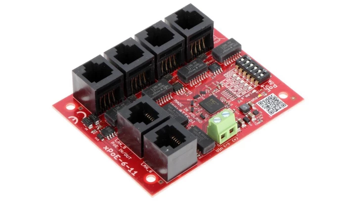 Switch PoE 6 portowy 10/100Mbps (5xPoE + 1xUplink), bezpieczniki elektroniczne, tryb Long Range, moduł do zabudowy