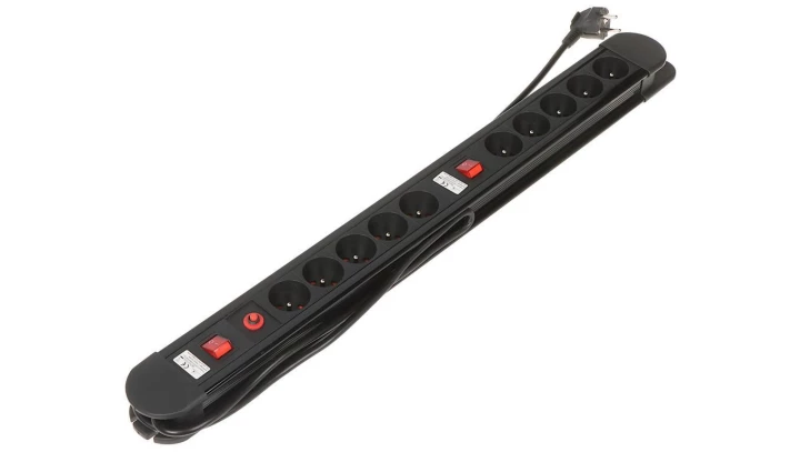 Listwa zasilająca przedłużacz 10 gniazd z 2 włącznikami Maclean Energy MCE10 zabezpieczenie i sygnalizacja przeciążenia 3 MCE10