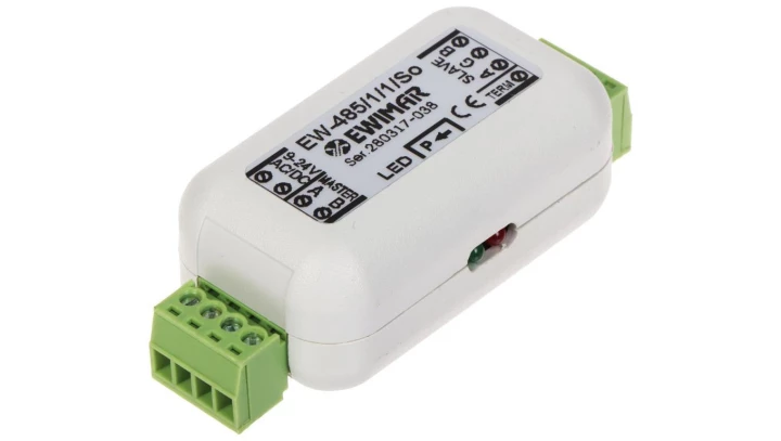 Aktywny jednokierunkowy wzmacniacz magistrali RS-485 z separacją optyczną, EW-485/1/1/So