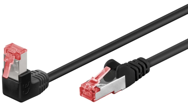 patchcord CAT 6 S/FTP kątowy 1x 90, czarny, 10m 51547
