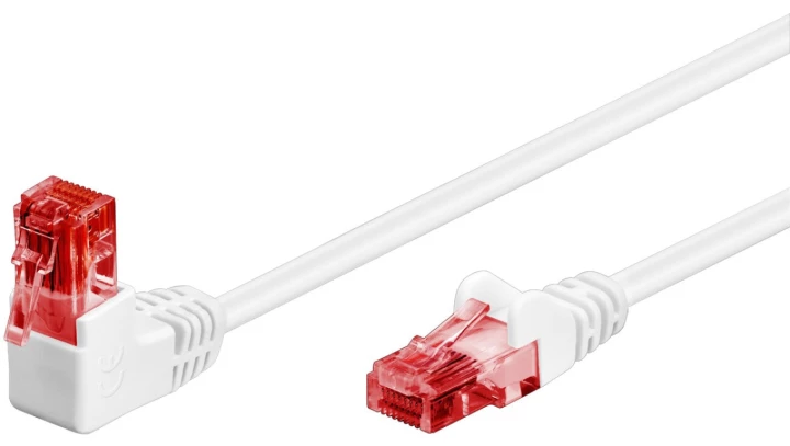 patchcord CAT 6 U/UTP kątowy 1x 90, biały, 1m 51522