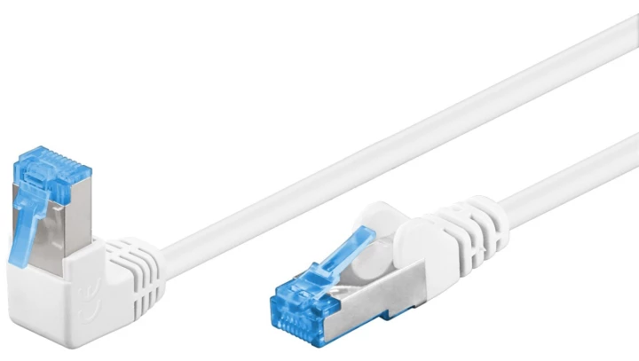 patchcord CAT 6A S/FTP kątowy 1x 90, biały, 0,50m 51563