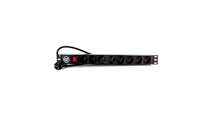 GT Networks Listwa zasilająca PDU 19 1U 1F 16A 8 x CEE 7/5 (PL/FR) wyłącznik z LED 3m
