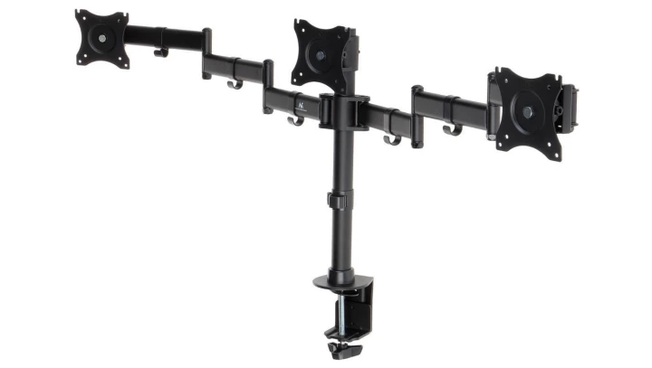 Uchwyt biurkowy na 3 monitory LCD podwójne ramiona 13-27 8kg VESA 75x75 oraz 100x100 Maclean MC-691