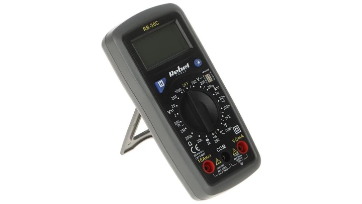Miernik uniwersalny z pomiarem temperatury multimetr cyfrowy z wyświetlaczem LCD REBEL RB-30C