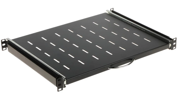 Półka wysuwana do szafy RACK 19 1U 350mm z uchwytem czarna