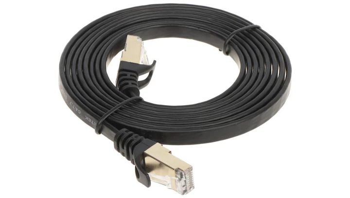 Patchcord S/STP kat.7 kabel sieciowy LAN 2x RJ45 płaski linka PoE czarny 2m UNITEK