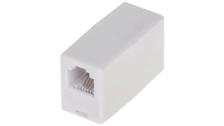 Łącznik modularny telefoniczny 2xRJ11 6p4c kat.3 typu beczka