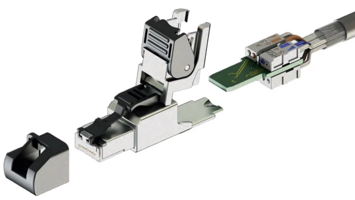 Wtyk beznarzędziowy RJ45 8P8C kat.6A ekranowany FTP Telegärtner