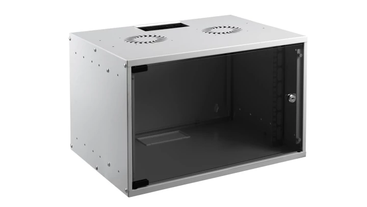 MIRSAN SOHO Szafa wisząca RACK 19 cali 4U 600mm szara szklane drzwi FLAT PACK ( do samodzielnego montażu )